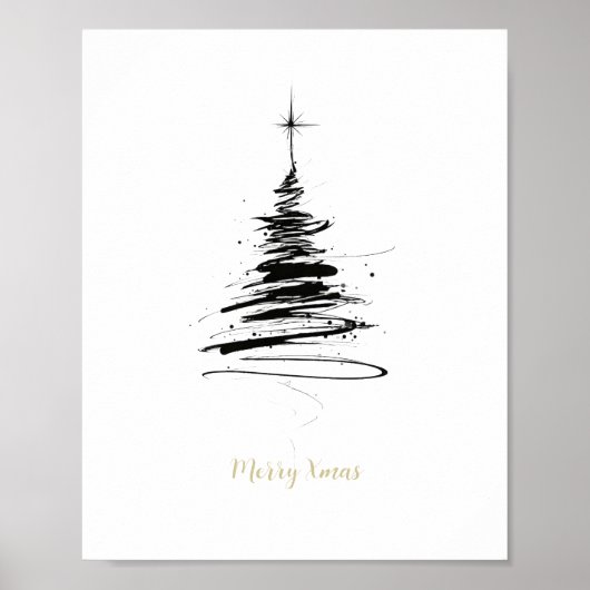 Poster Hand-Drawn Merry Christmas Tree (Devant)