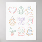 Poster Hand Drawn Pastel Christmas Girly Coquette Pink (Devant)
