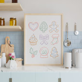 Poster Hand Drawn Pastel Christmas Girly Coquette Pink