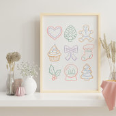 Poster Hand Drawn Pastel Christmas Girly Coquette Pink