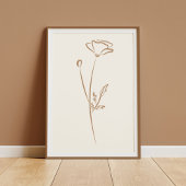 Poster Hand Drawn Poppy Wall Art Flower Print Minimalist