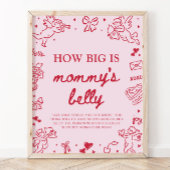 Poster Hand Drawn Valentine How Big Is Mommy's Belly 