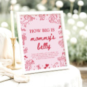Poster Hand Drawn Valentine How Big Is Mommy's Belly 
