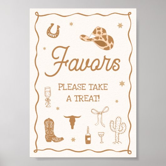 Poster Hand Drawn Western Bridal Shower Favor (Devant)