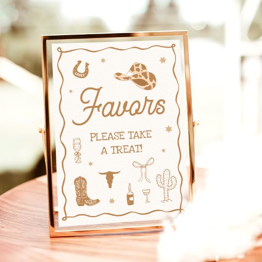 Poster Hand Drawn Western Bridal Shower Favor