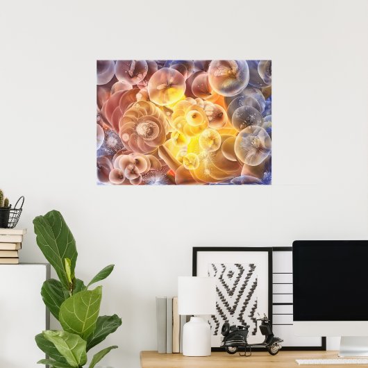 Poster Hand Painted Abstract Flowers Gouache Fantasy Ar (Bureau à domicile)