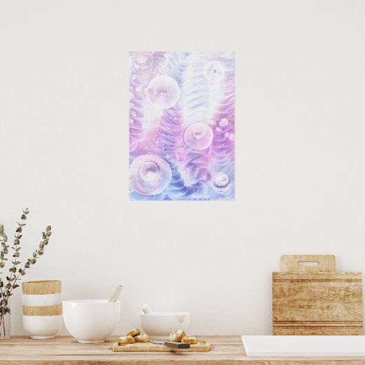 Poster Hand Painted Abstract Light Pastel Gouache Art (Cuisine)