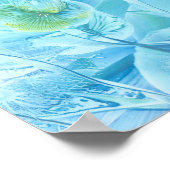 Poster Hand Painted Blue Green Flower Design (Coin)