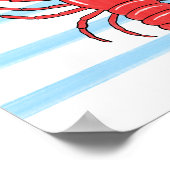 Poster Hand-Painted Coastal Mediterranean Lobster Art (Coin)