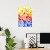 Poster Hand Painted Fantasy Floral Art - Yellow Red Blue  (Bureau à domicile)