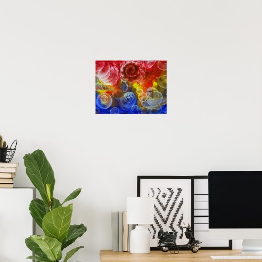 Poster Hand Painted Rainbow Bubble Abstract Art (Bureau à domicile)