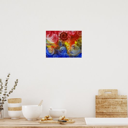 Poster Hand Painted Rainbow Bubble Abstract Art (Cuisine)