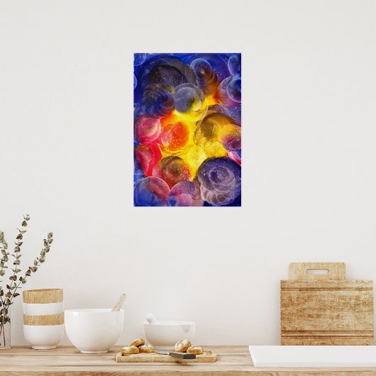 Poster Hand Painted Vibrant Abstract Gouache Art (Cuisine)