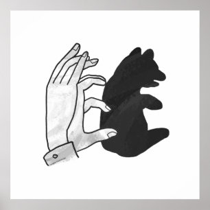 Poster Hand Silhouette Bear Cub