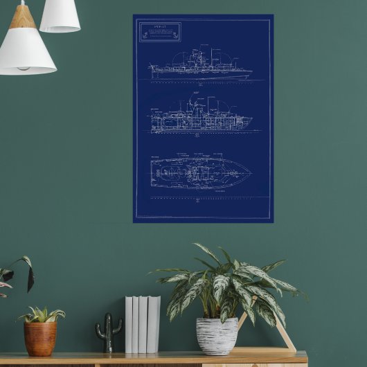 Poster Handsome Blueprint of PT Boat PTF-17 (Salon 1)