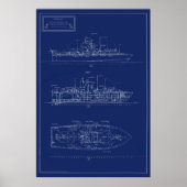 Poster Handsome Blueprint of PT Boat PTF-17 (Devant)