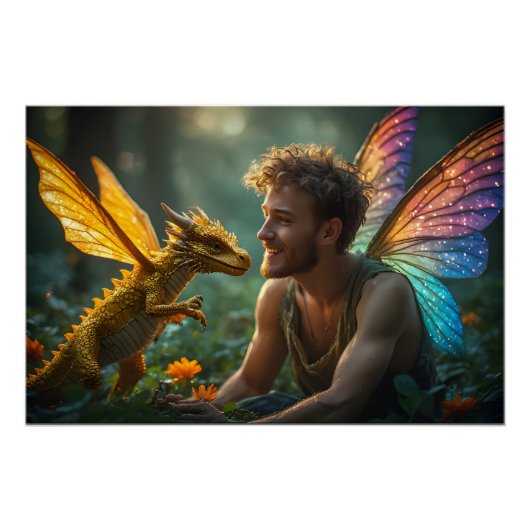 Poster Handsome Male Fairy Golden Dragon (Devant)