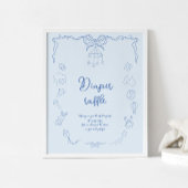 Poster Handwritten Baby Shower, Boy Diaper Raffle