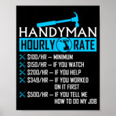 Poster Handyman Hourly Rate Humor Carpenter Funny Handy M (Devant)