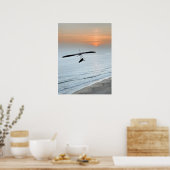 Poster Hang Glider Silhouette Ocean Sunset Beach Coastal (Cuisine)