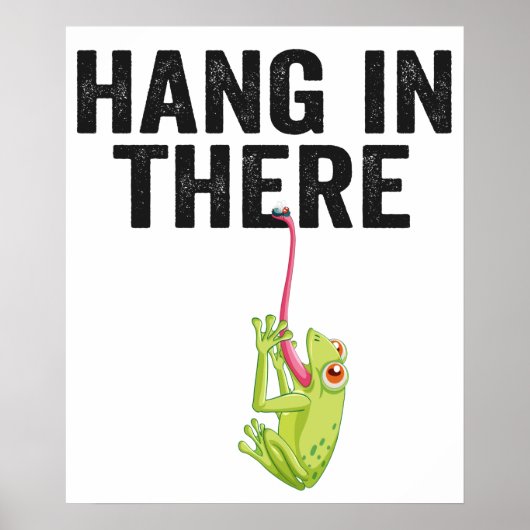 Poster Hang in There Funny Frog Citation Cadeau pour l'am (Devant)