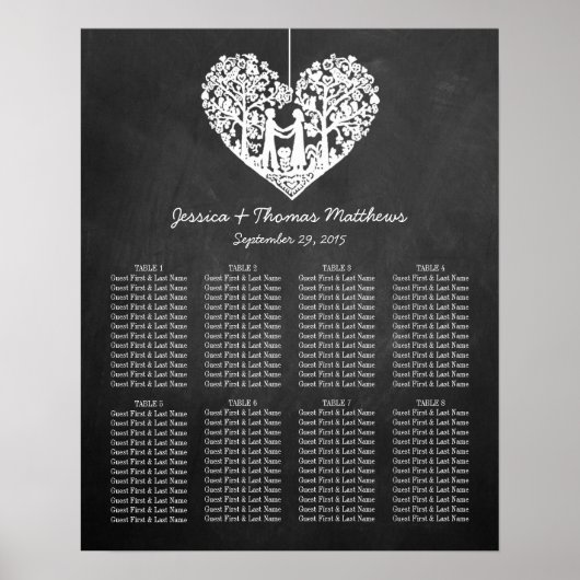 Poster Hanging Heart Tree Chalkboard Mariage Collection (Devant)