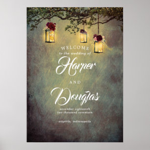 Poster Hanging Lanterns Dreamy Wedding Welcome Sign