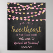 Poster Hanging Love Hearts Chéri Anniversaire Bienvenue (Devant)