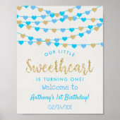 Poster Hanging Love Hearts Chéri Anniversaire Bienvenue (Devant)