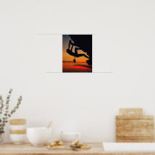 Poster Hanging Rock Climber au lever du soleil (Cuisine)