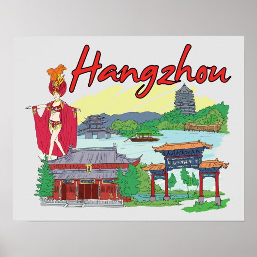 Poster Hangzhou, Chine Voyage (Devant)