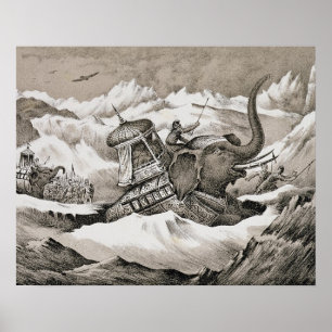Poster Hannibal (247-c.183 avant JC) et ses éléphants de 