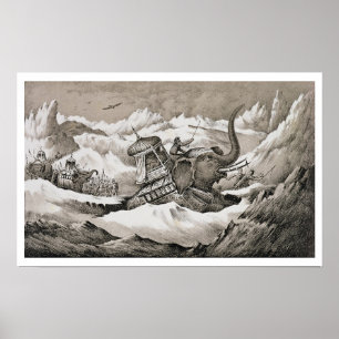 Poster Hannibal (247-c.183 avant JC) et ses éléphants de