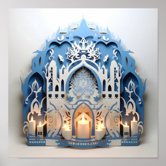 Poster Hannukah Coupe de papier de vacances (Devant)