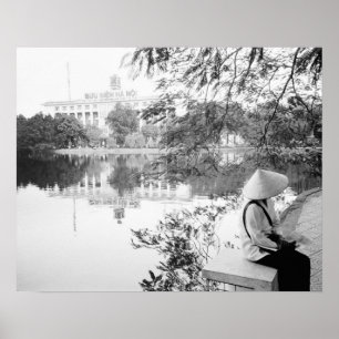 Poster Hanoi Viêt Nam, vue sur le lac Hoan Kiem (NR)