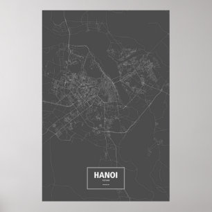 Poster Hanoï, Vietnam (blanc sur noir)