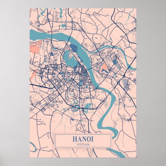 Poster Hanoï - Vietnam Breezy City Map (Devant)