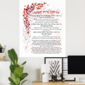 Poster Hanoukka Bénédictions Hébreu Anglais Éclairage bou (Bureau à domicile)