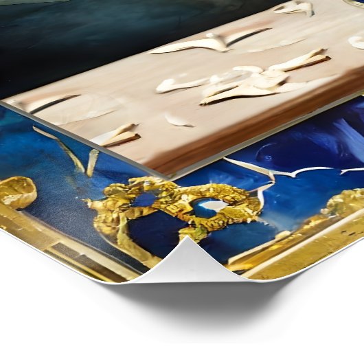 Poster Hanoukka bleue Menorah (Coin)