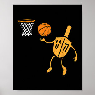 Poster Hanoukka Dreidel Bysketbyll Chanukah Hommes juifs