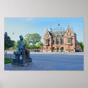 Poster Hans Christian Andersen Statue, Copenhague Danemar
