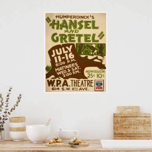 Poster Hansel & Gretel Play 1937 WPA (Cuisine)