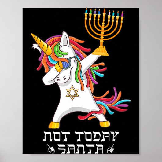 Poster Hanukkah Dabbing Unicorn Not Today Santa Jewnicorn (Devant)
