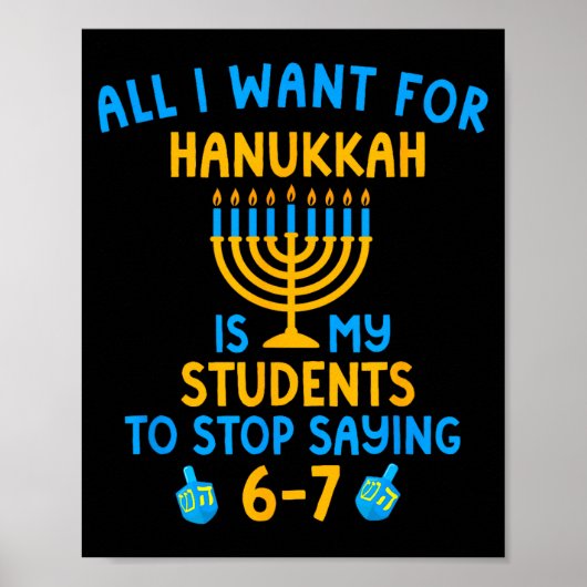 Poster Hanukkah Students Saying 6-7 67 Six Seven Hebrew S (Devant)