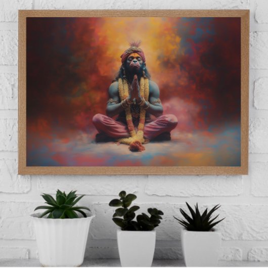 Poster Hanuman Pastel Arc-en-ciel Couleur de la peinture 