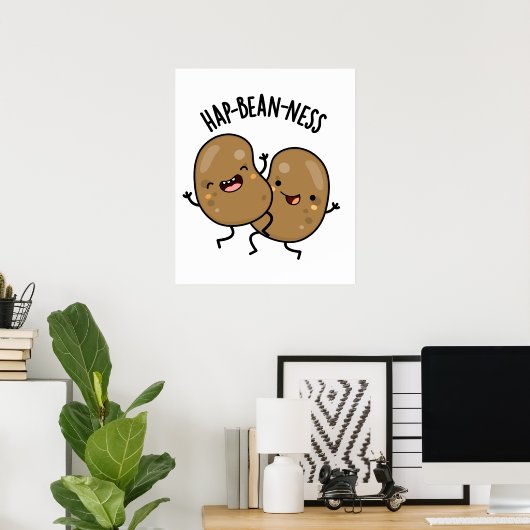 Poster Hap-bean-ness Funny Bean Pun (Bureau à domicile)