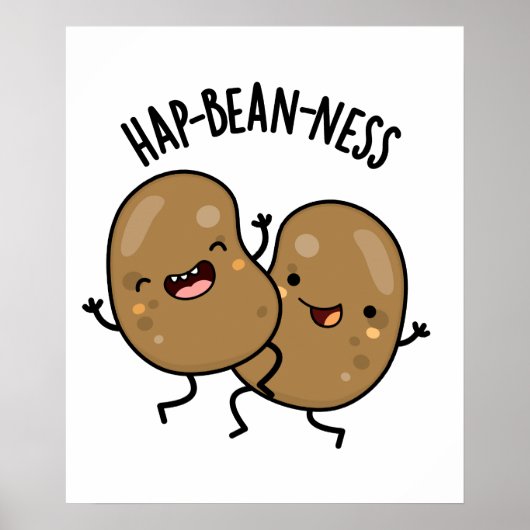 Poster Hap-bean-ness Funny Bean Pun (Devant)