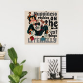 Poster Hapinnes réside sur les plus petites choses rétro (Bureau à domicile)