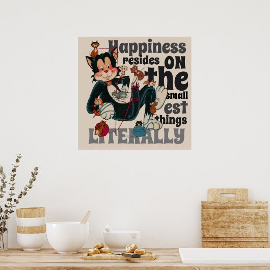 Poster Hapinnes réside sur les plus petites choses rétro (Cuisine)