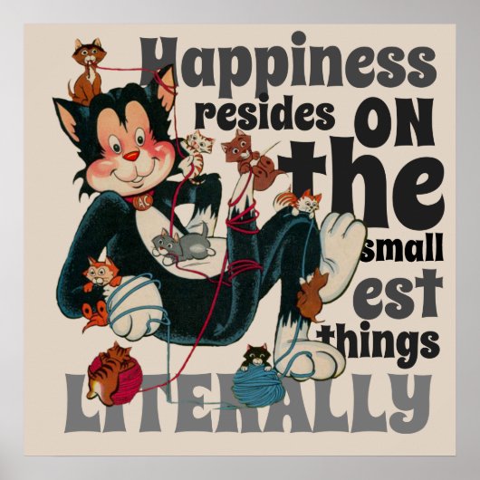Poster Hapinnes réside sur les plus petites choses rétro (Devant)